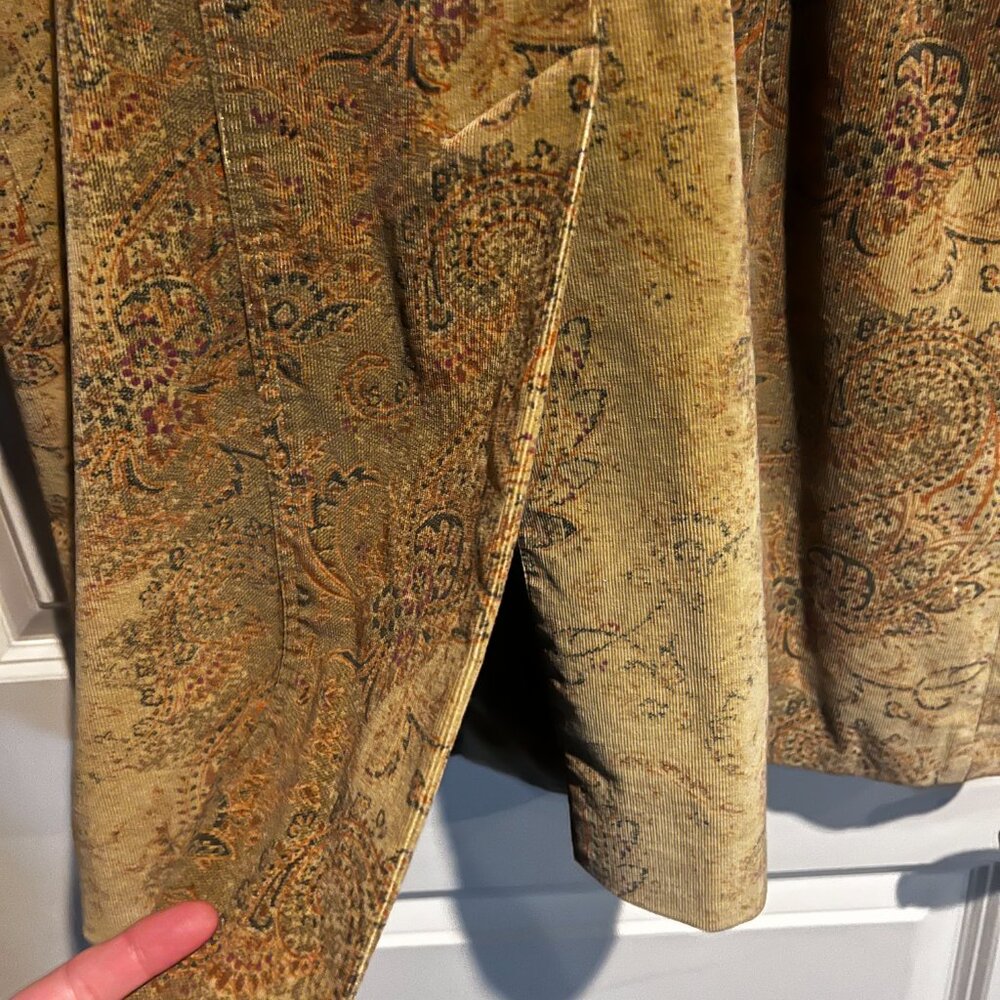 Vintage Express green paisley corduroy coat size 6 - Picture 4 of 15